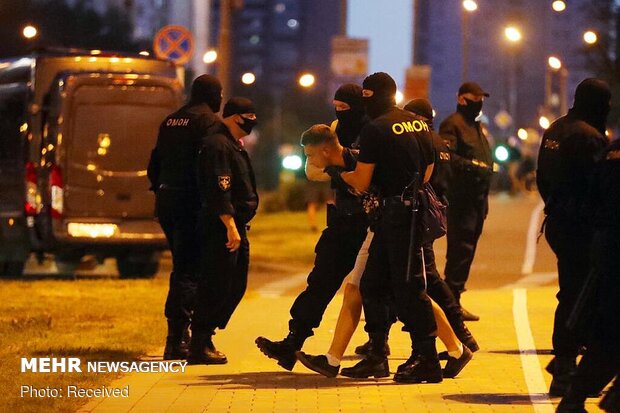 درگیری پلیس بلاروس با معترضان به نتیجه انتخابات