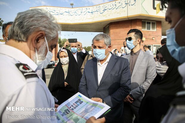  محسن هاشمی رئیس شورای شهر در مراسم افتتاح ایستگاه ۱۳۲ آتش نشانی شهر تهران