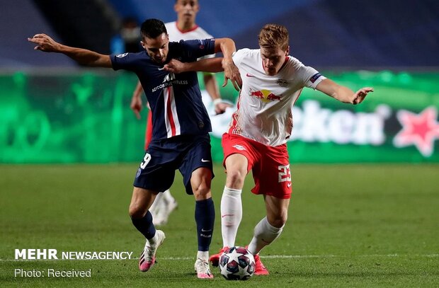 دیدار تیم‌های فوتبال پاری سن ژرمن و لایپزیگ در پرتغال