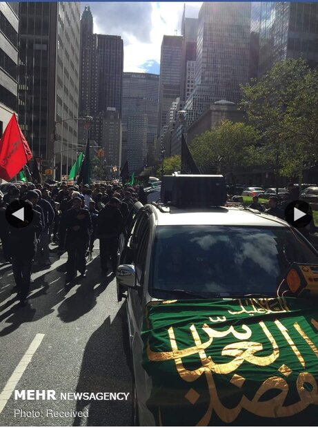 اهتزاز پرچم امام حسین (ع) در قلب نیویورک