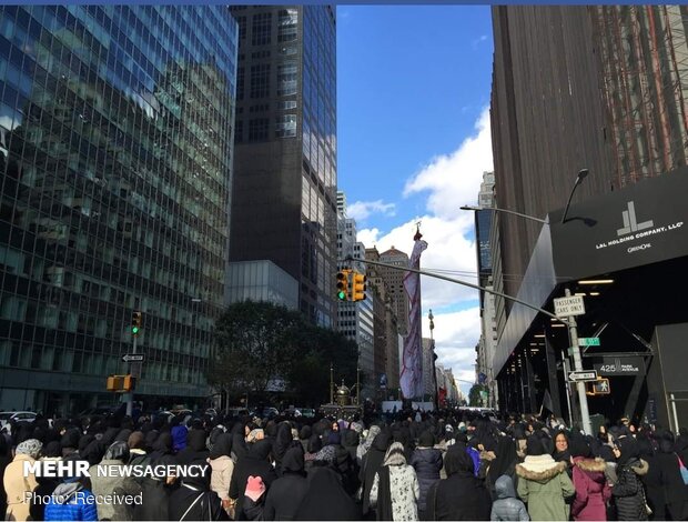 اهتزاز پرچم امام حسین (ع) در قلب نیویورک