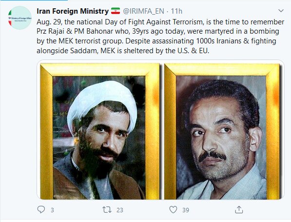 3540373 Irán critica a EE. UU. y la UE por albergar a terroristas del MEK