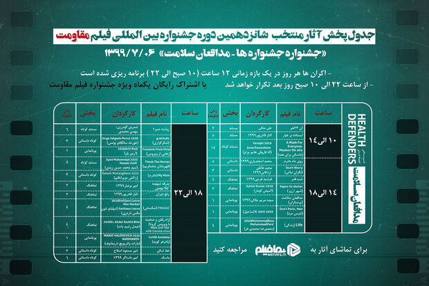 اعلام برنامه نمایش آنلاین آثار ششمین روز جشنواره فیلم «مقاومت»