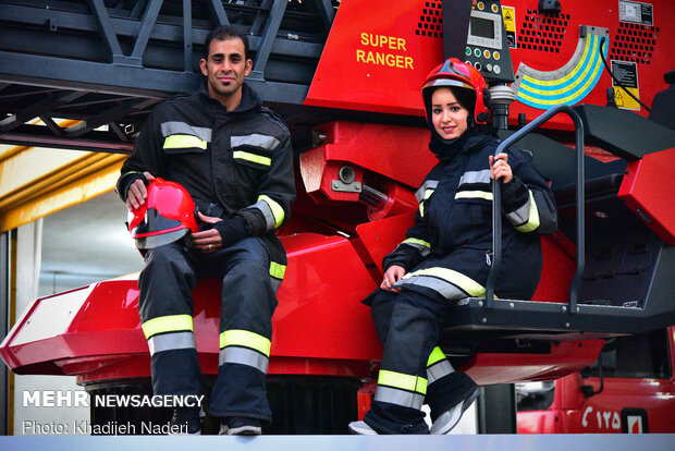 Iranian Firefighters and their families in Isfahan
