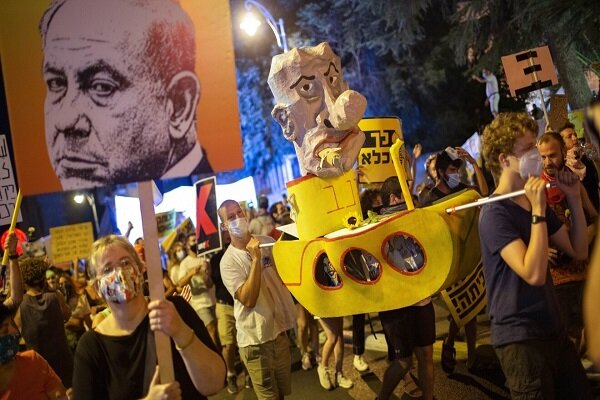 درگیری پلیس رژیم صهیونیستی با تظاهرات کنندگان علیه نتانیاهو