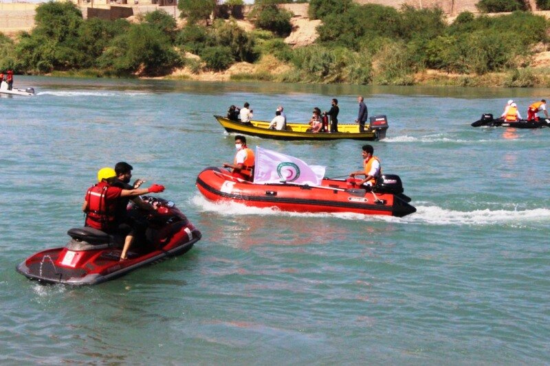 اولین مانور نجات غریق سیلاب‌ها در شادگان برگزار شد