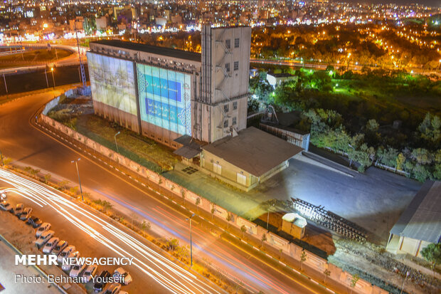 Video-mapping projection staged at Arak municipality building
