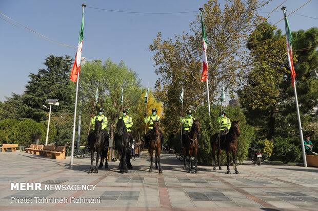 “Mounted Police Horse” parades on Tehran’s Vali-e Asr Ave.