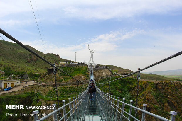 ME longest glass suspension bridge in Ardabil