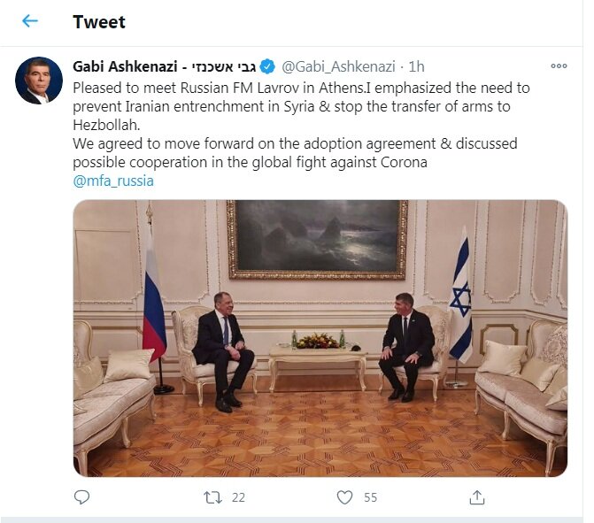 وزیر خارجه رژیم‌صهیونیستی با لاوروف دیدار کرد