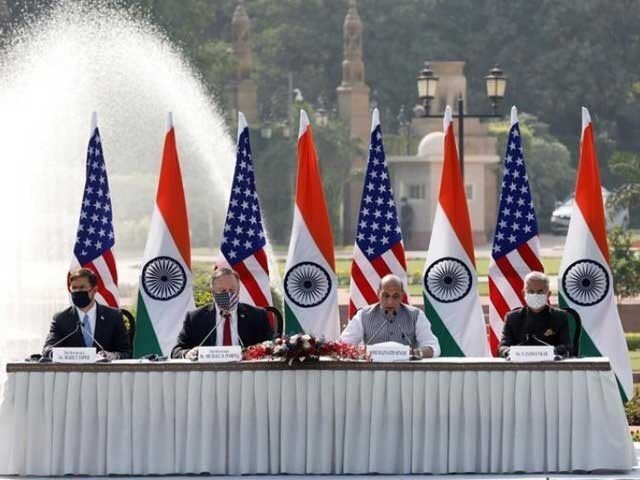 بھارت اور امریکہ کے مابین حساس سیٹلائٹ معلومات کے تبادلے کےمعاہدے پر دستخط