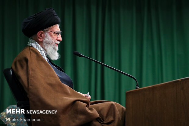 Ayatollah Khamenei delivering live speech