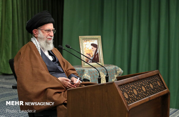 Ayatollah Khamenei delivering live speech