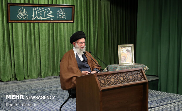 Ayatollah Khamenei delivering live speech