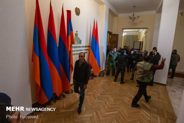 Scenes of protests in Armenian Parliament