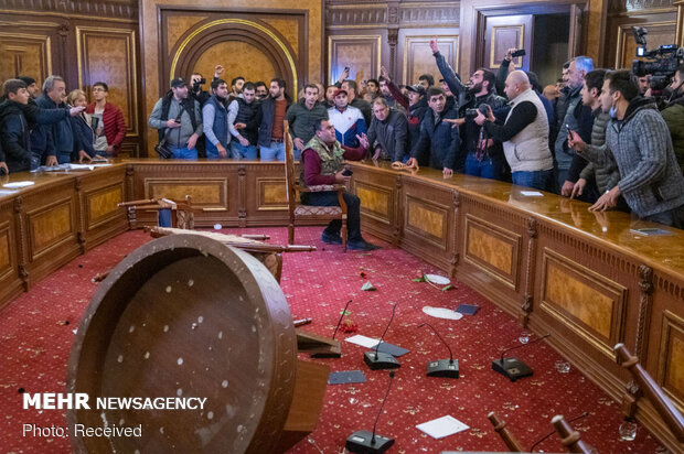 Scenes of protests in Armenian Parliament