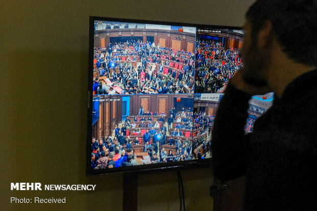 Scenes of protests in Armenian Parliament