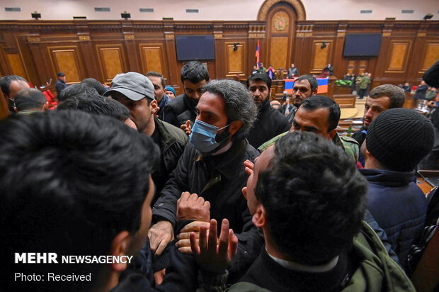 Scenes of protests in Armenian Parliament