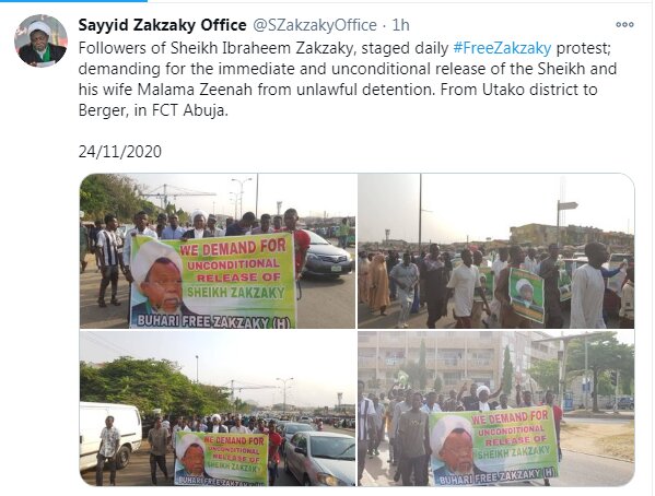 هوداران شیخ زکزاکی در پایتخت نیجریه تظاهرات کردند