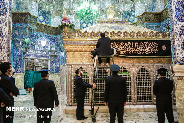 Hazrat Masoumeh holy shrine in Qom blanketed in black
