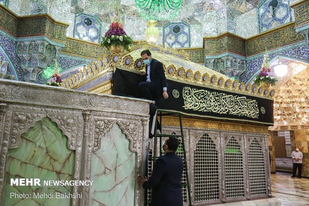 Hazrat Masoumeh holy shrine in Qom blanketed in black