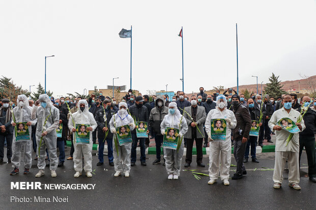 مراسم وداع با پیکر« عبدالرسول نایبی» شهید مدافع سلامت تبریز