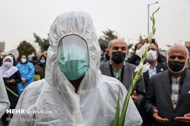 مراسم وداع با پیکر« عبدالرسول نایبی» شهید مدافع سلامت تبریز