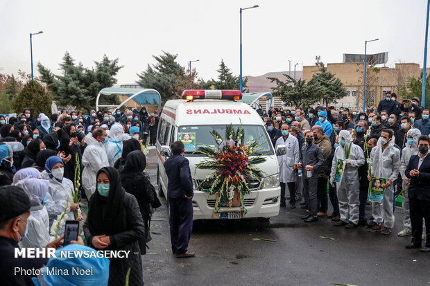 مراسم وداع با پیکر« عبدالرسول نایبی» شهید مدافع سلامت تبریز