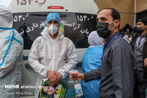 مراسم وداع با پیکر« عبدالرسول نایبی» شهید مدافع سلامت تبریز