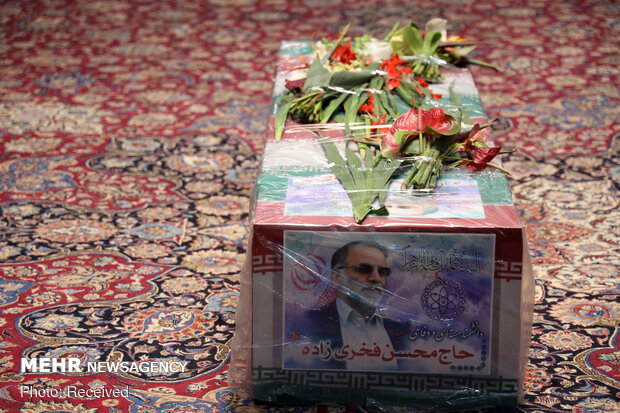 Tawaf ceremony of Martyr Fakhrizadeh in Imam Reza holy shrine