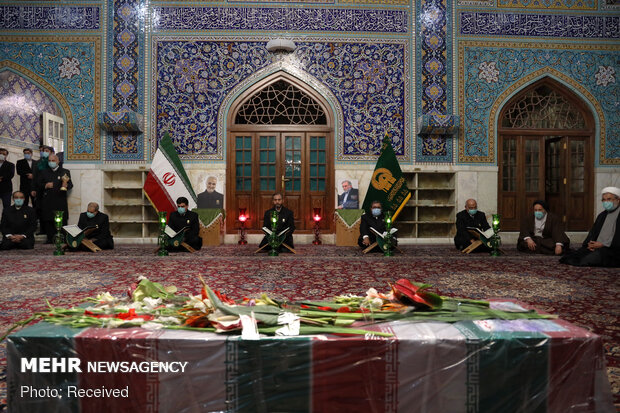 Tawaf ceremony of Martyr Fakhrizadeh in Imam Reza holy shrine