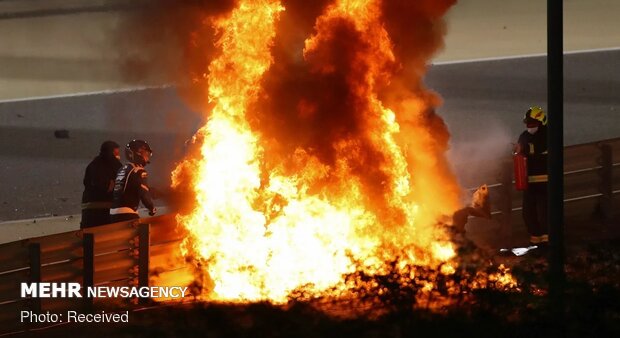 تصادف وحشتناک راننده فرمول یک در مسابقات بحرین