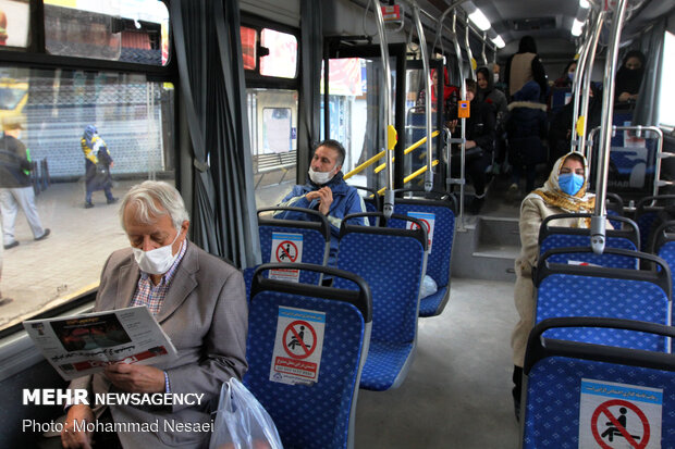 Disinfecting public transportation fleet in Gorgan
