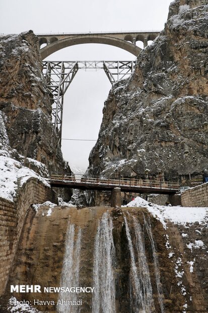 Autumn snow falls in Veresk, north Iran
