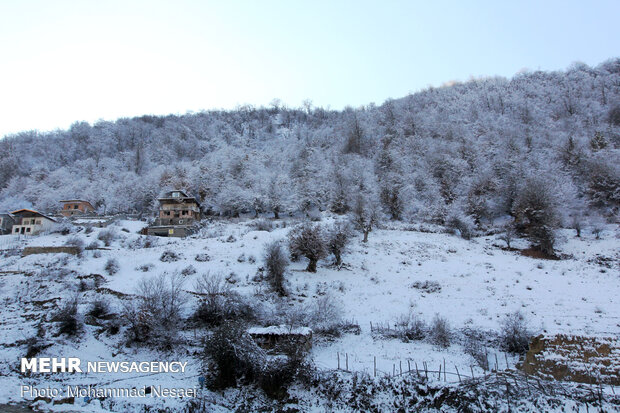 Autumn snow whitens Ziarat village in North Iran