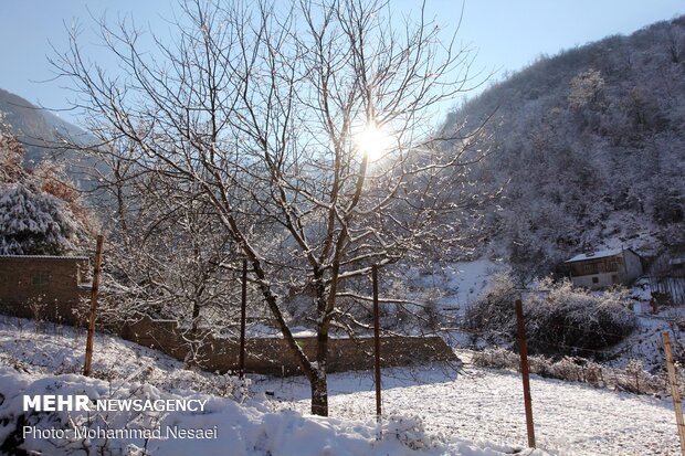 Autumn snow whitens Ziarat village in North Iran