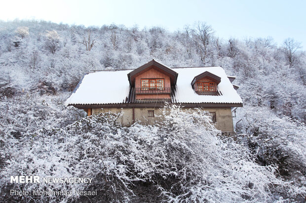 Autumn snow whitens Ziarat village in North Iran