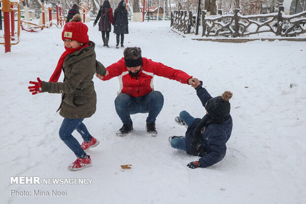 Winter snowfall in Tabriz