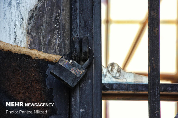 وضعیت میدان تاریخی حسن آباد پس از آتش سوزی