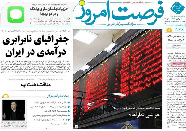 روزنامه‌های اقتصادی چهارشنبه ۱۰ دی ۹۹