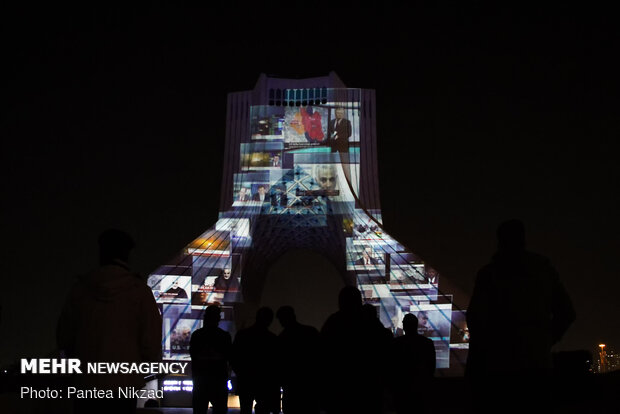 Video-mapping projection on Azadi Tower on Soleimani's anniv.