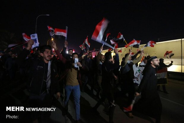 مراسم بزرگداشت سالگرد شهادت حاج قاسم و ابومهدی در محل شهادت آن‌ها