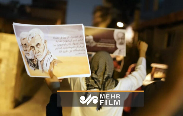 تظاهرات شبانه در بحرین در سالگرد شهادت سرداران مقاومت