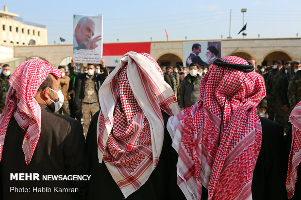 مراسم بزرگداشت سرداران شهید حاج قاسم و ابومهدی در شهر حلب