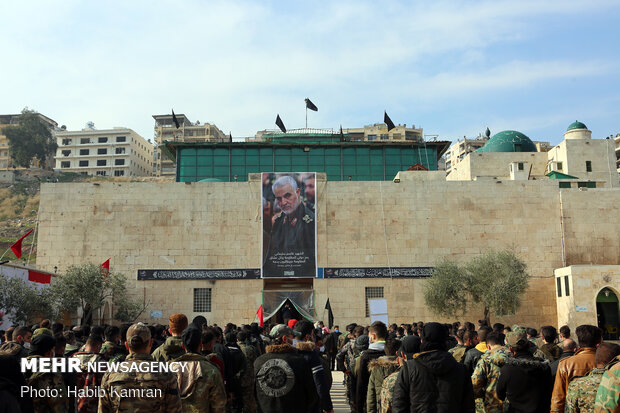 مراسم بزرگداشت سرداران شهید حاج قاسم و ابومهدی در شهر حلب