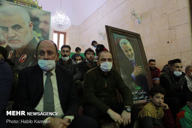 مراسم بزرگداشت سرداران شهید حاج قاسم و ابومهدی در شهر حلب