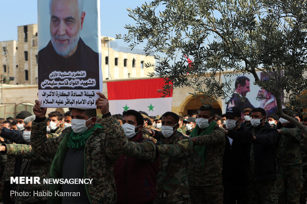 مراسم بزرگداشت سرداران شهید حاج قاسم و ابومهدی در شهر حلب