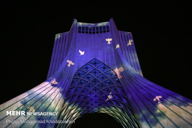 Video mapping on memorial of victims of Ukrainian plane