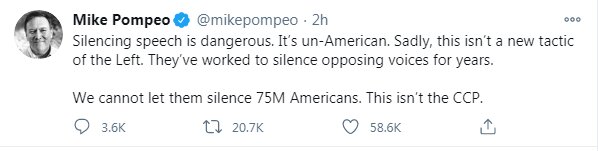 پمپئو: نمی‌توانیم اجازه دهیم ۷۵ میلیون آمریکایی را ساکت کنند