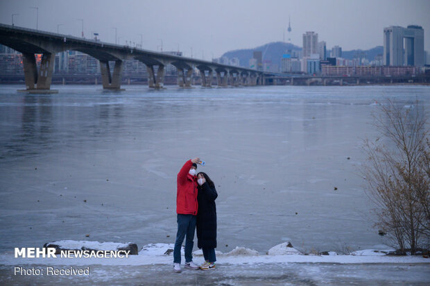 یخ زدن رودخانه هان در کره جنوبی